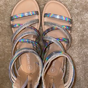 Iridescent gladiator sandals